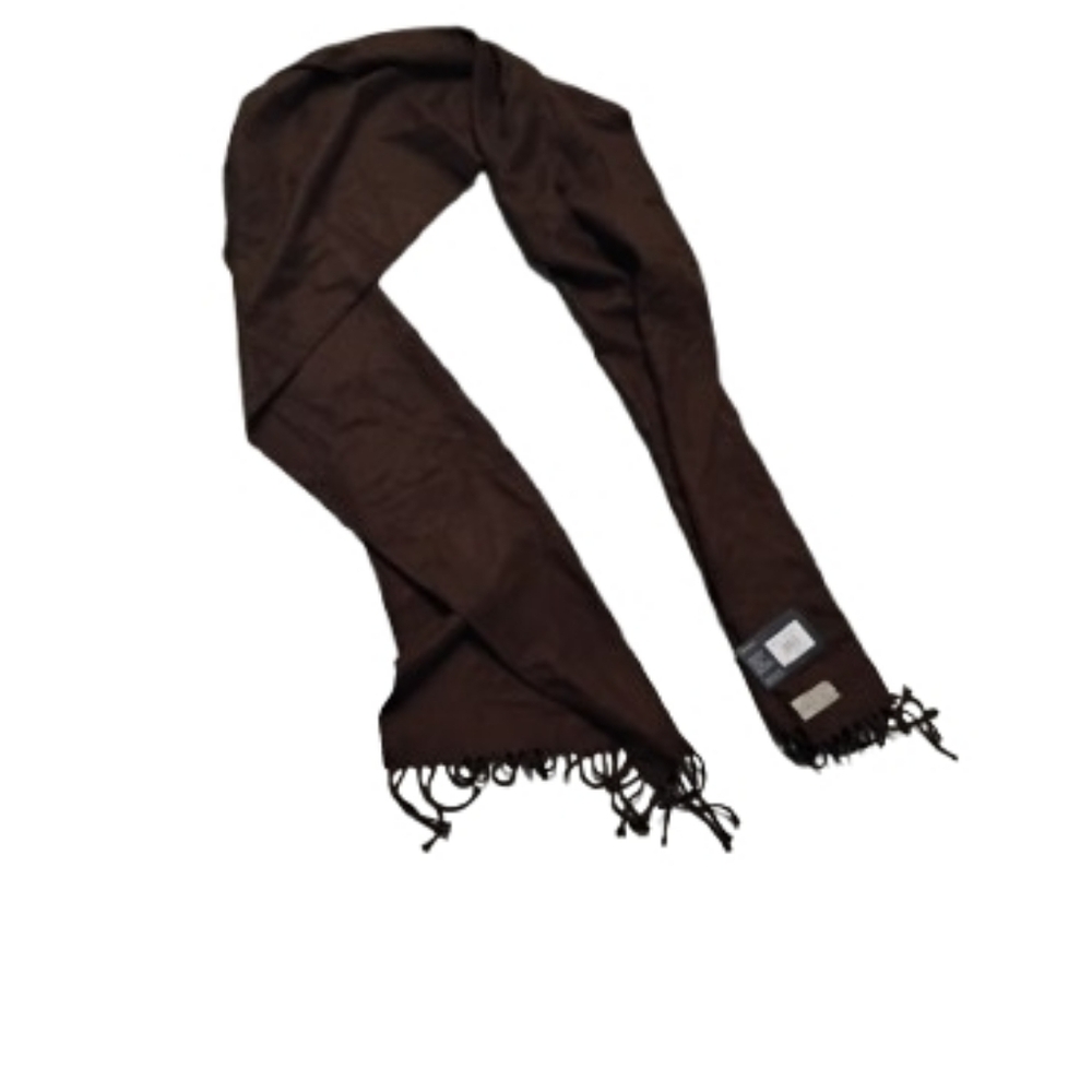NWT John Ashford Acrylic Brown Fringed Scarf Mens OS